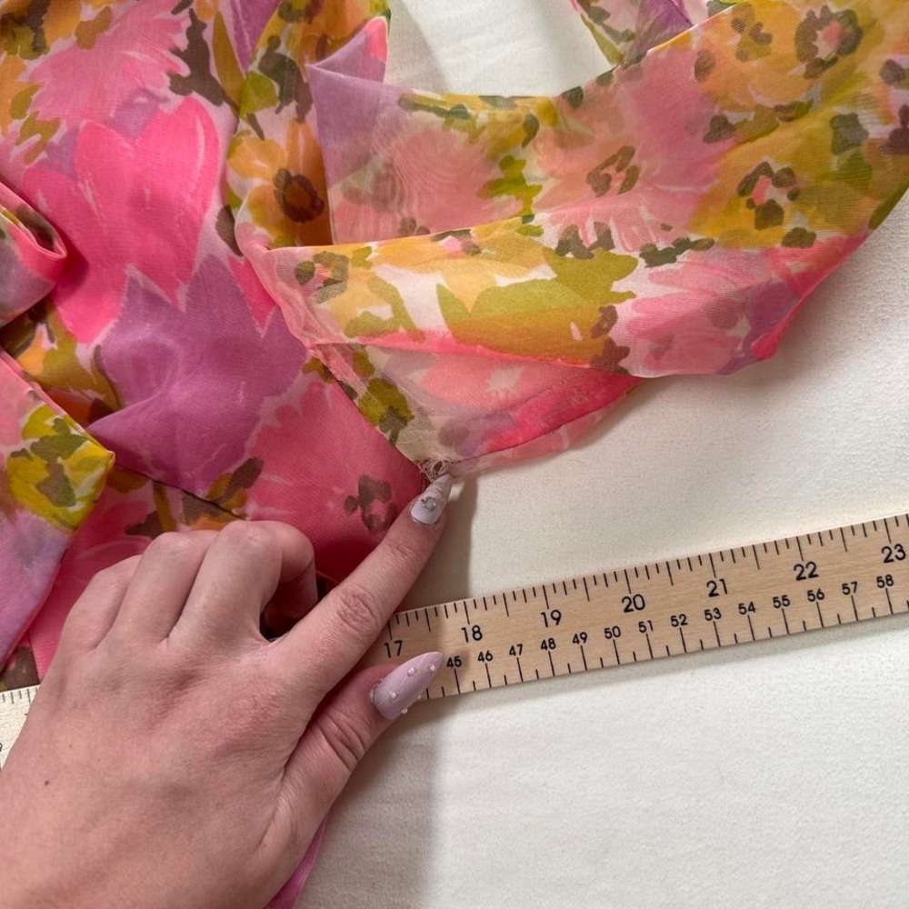 70s floral maxi dress  70s pink floral long sleeve high neck maxi dress - Picture 5 of 8
